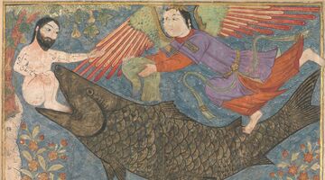 Jonah and the Whale, folio from a Jami al-Tavarikh (Compendium of Chronicles) by Unknown Iranian artist